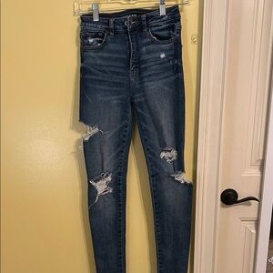 Distressed Blue Jeans